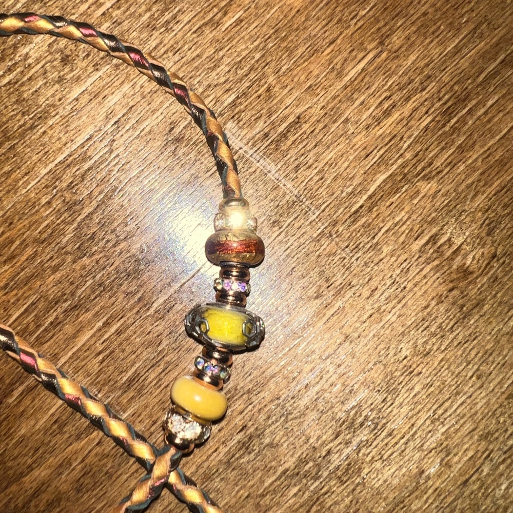 Gold Braided Kangaroo Leather Dog Show Lead - Picture 6 of 7